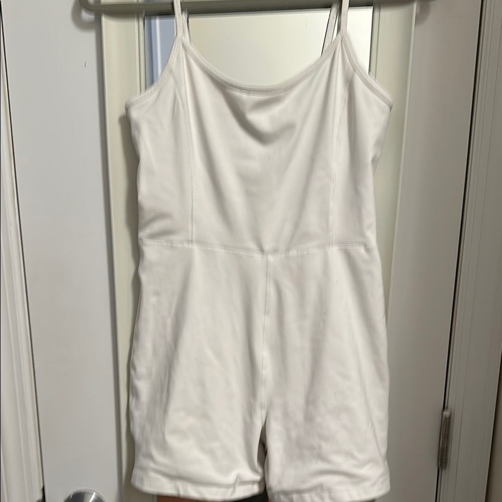 White Spaghetti Strap Romper with Fitted Bodice EUC